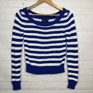 American Eagle Sweater Womens Small Blue White Striped Soft Long Sleeve